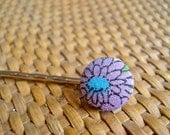 Purple Blue Daisy Bobby Pin Vintage Fabric