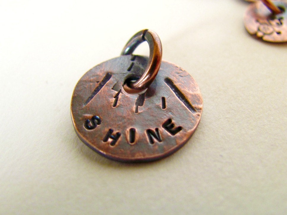 Small SHINE Oxidized Copper Charm