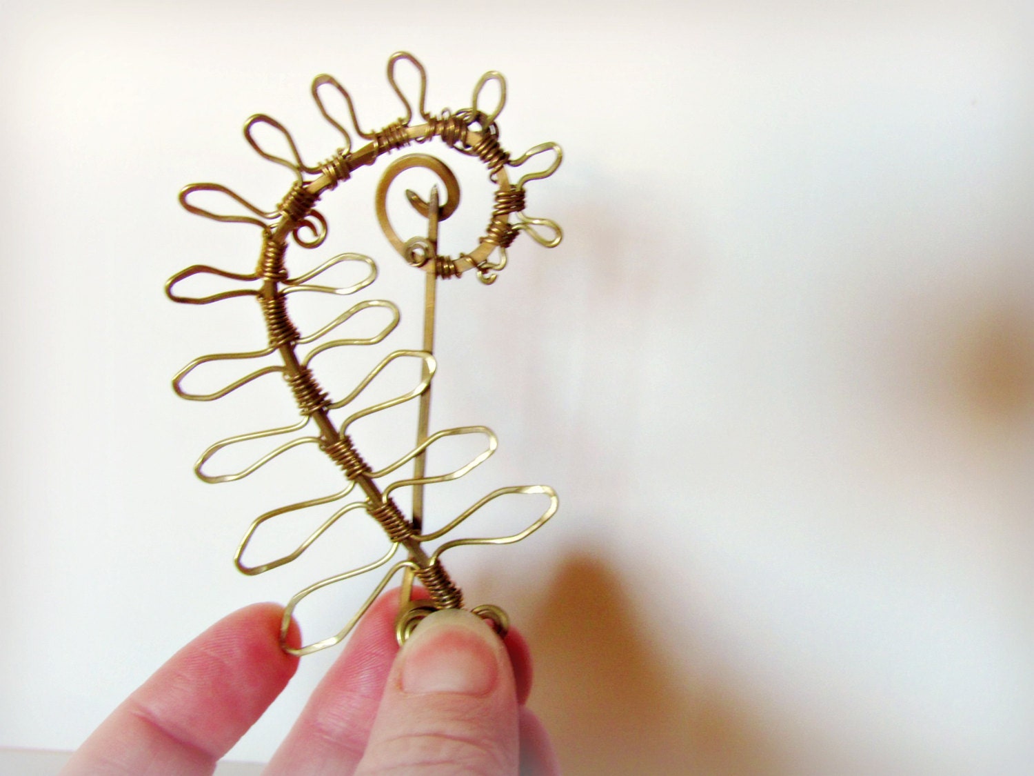 Fern Scarf Pin done in Brass Wire Large