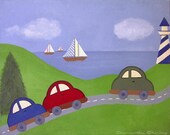 Car Race & Sail Boats Kids Wall Art for Kids Room Art Children Decor - Boys Kids Art Prints by TwoLittleWitches