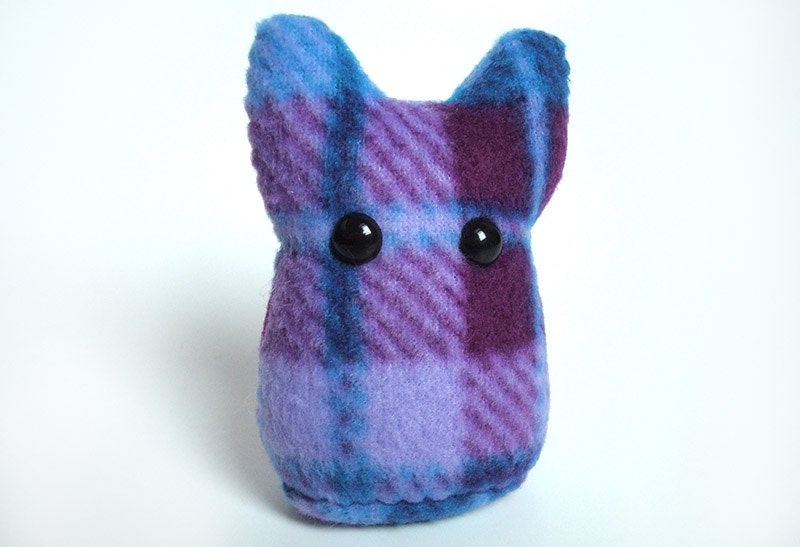 Cute Plush -- Plaid Something -- Small Purple and Blue Stuffed Animal