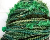 HandSpun Yarn HandSpun Art Yarn merino wool bulky yarn Shades of Green Spin to Order
