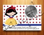 100 - Snow White Birthday Party Scratch Off Cards - Personalized To You