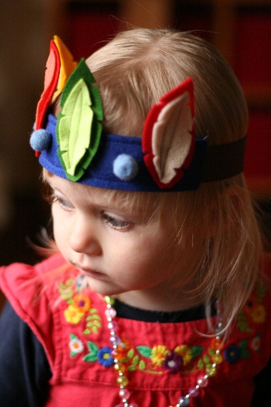 Feather  Crown - Birthday - Dress up - Play - Felted Wool Headband
