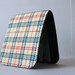 Minimalist Vintage Blue and Cream Tartan Wool Slimline Wallet 5 Pockets Customizable