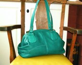 Teal Leather Gladstone Bag or Doctor Bag