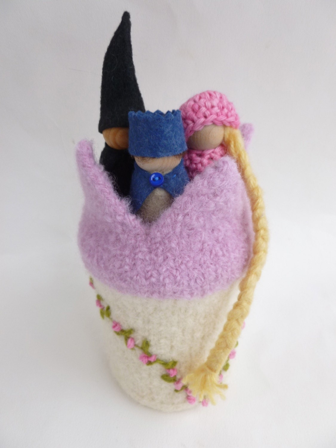 Rapunzel Tower wood peg dolls