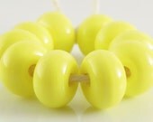 Lemon Meringue Spacers - Handmade Artisan Lampwork Glass Beads 5mmx9mm - SRA (Set of 10 Spacer Beads)