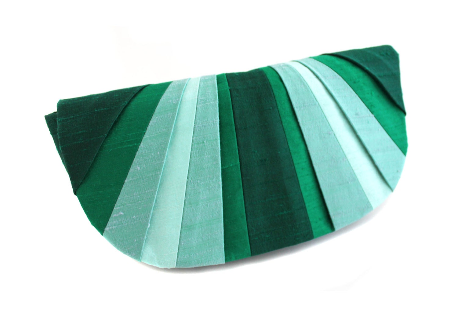 Emerald Pleated Silk Clutch Purse