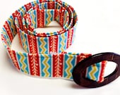 Women's Fabric Belt - Twist Blue Red and Yellow