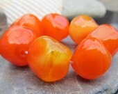 Tangerine  lampwork nugget bead set (7)