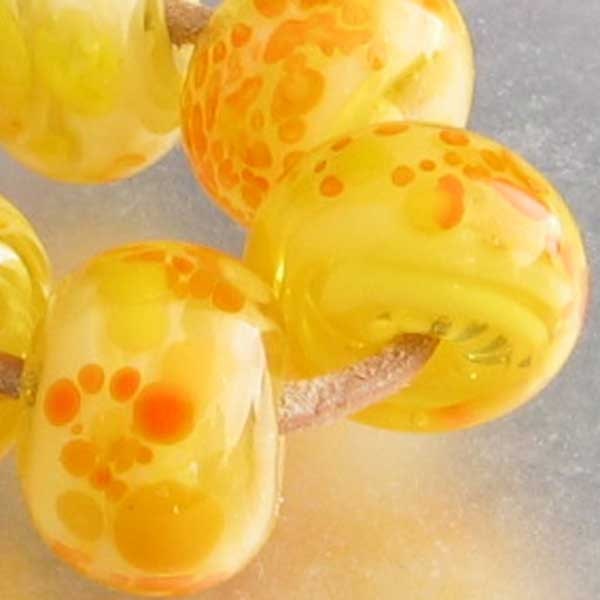 marigold 5 Lampwork Spacer Handmade Glass Beads orange yellow
