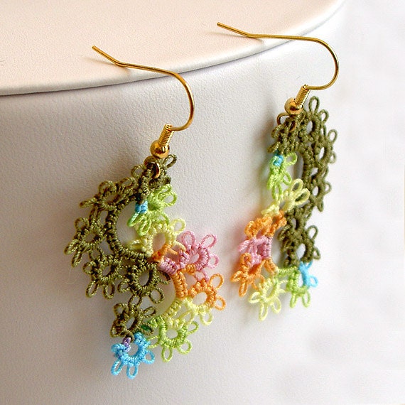 Citrus Melon Tatted Earrings - FREE SHIPPING