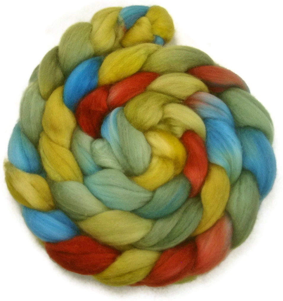 Handpainted Superwash Merino Nylon 80/20 Sock Roving - 4 oz. VINTAGE - Spinning Fiber