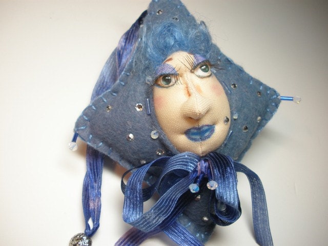 Diamond, Ice Blue Art Doll Ornament, April birthday, Bridesmaid Gift