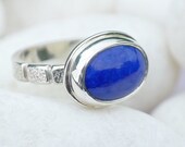 Lapis Lazuli Ring in Sterling Silver, Gemstone Cocktail Ring