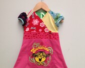 Upcycled Dress Handmade Recycled Dress Repurposed Pieced  Size 12 m. up to 2T (Europ. size 86/92) Little miss sunshine