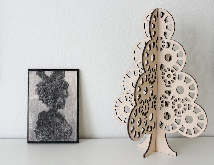 Nose Dive Wood Transfer - Mixed Media Original Black White Gray Grain Surreal Portrait Ink Silhouette Profile Bird Feathers Outline Border