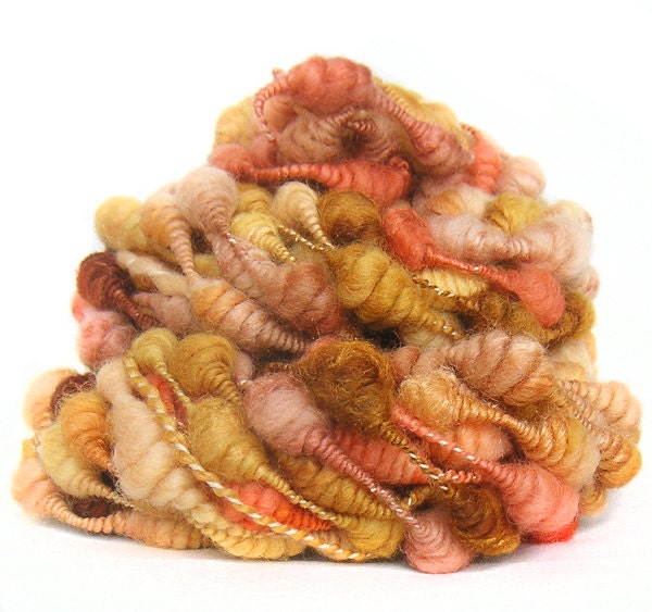 Handspun Art Yarn handdyed Merino wool silk coils