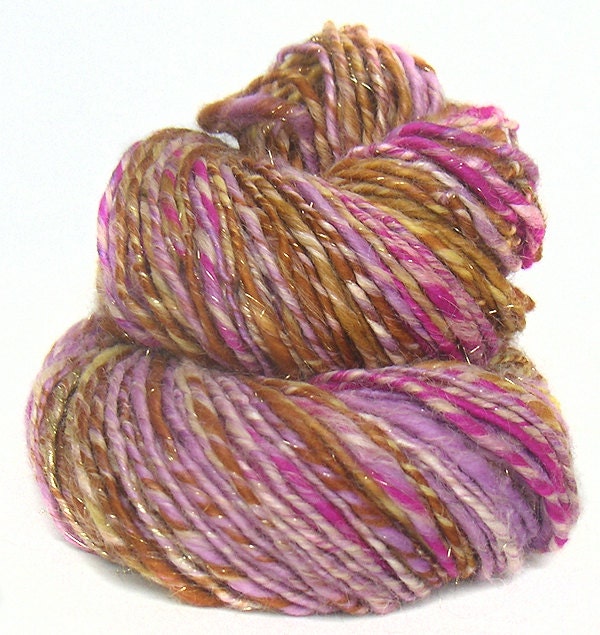 Handspun Yarn handcarded Merino and BFL wool alpaca silk sparkle