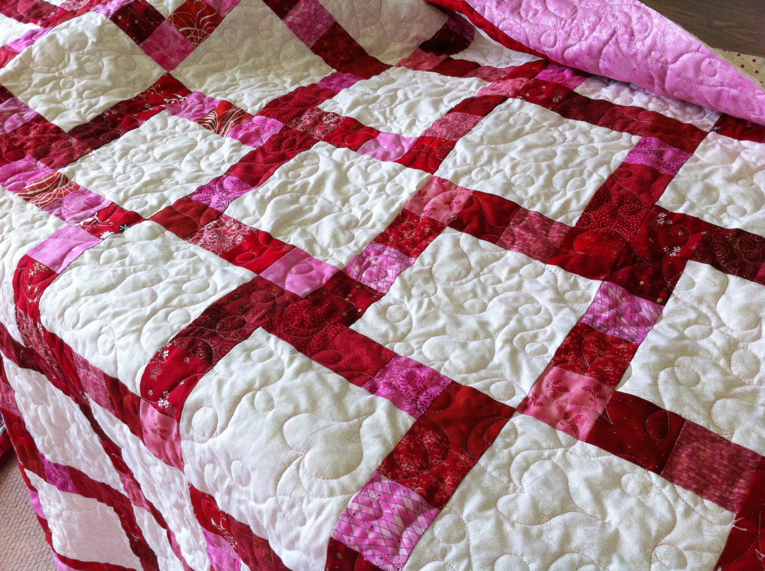 Red and Pink Quilt - Lovers Kiss