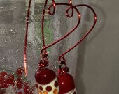 heart lampwork dangle earrings handmade