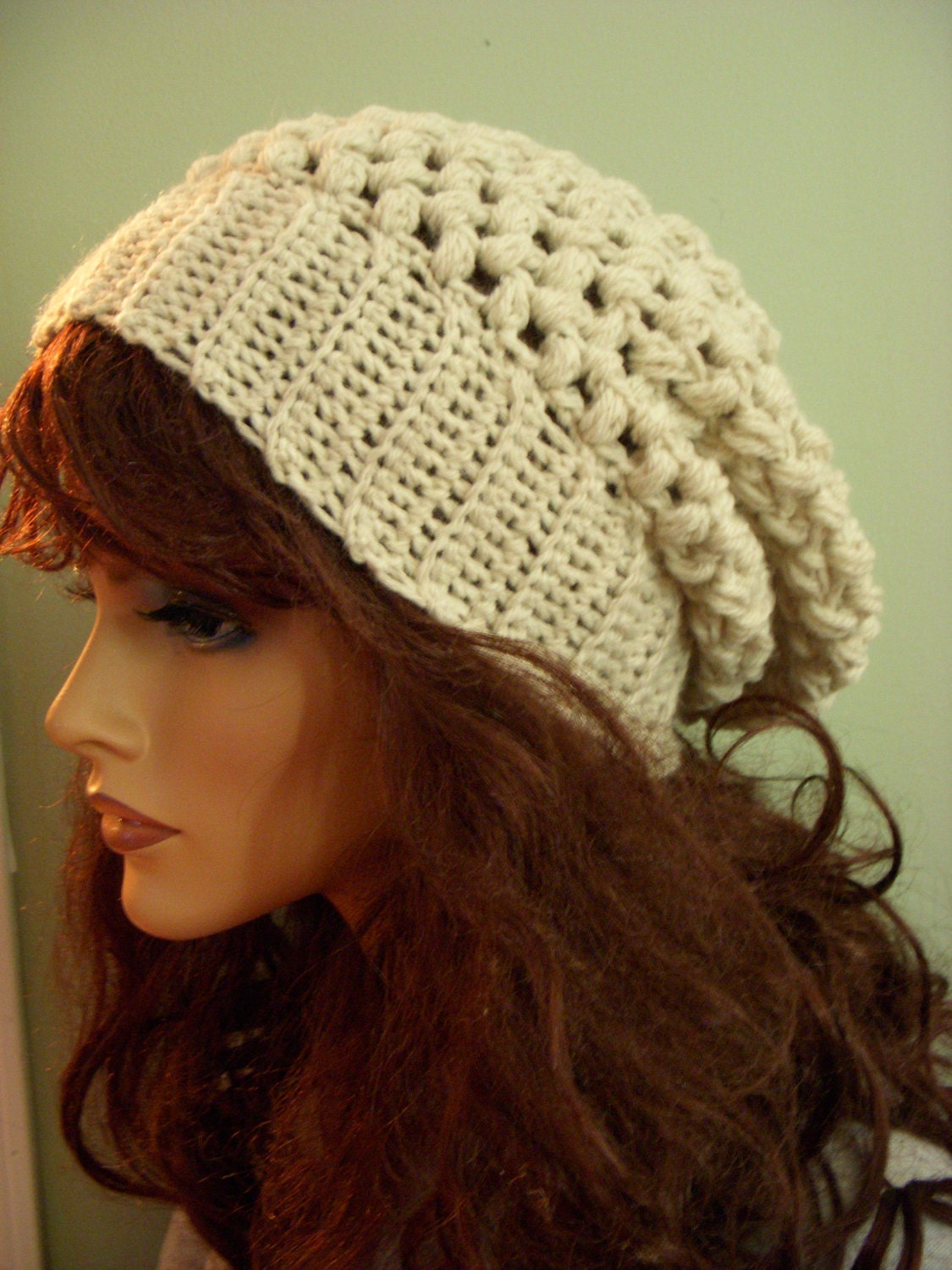 Ivory Slouchy Chunky Hat, Cream Slouch Beret Cap, Off White Beanie