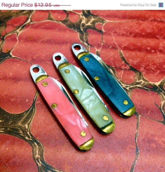 SALE 1pc Tiny VINTAGE POCKET Knife Watch Fob Japan Pick Your Shade