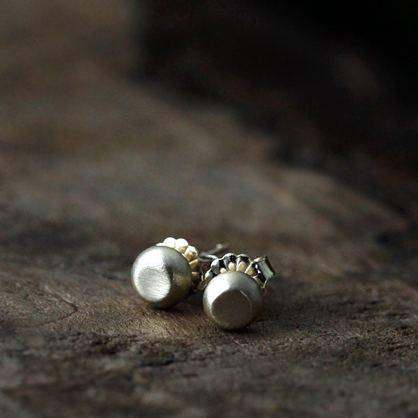 14k gold stud earrings, solid organic pebble earrings, eco friendly