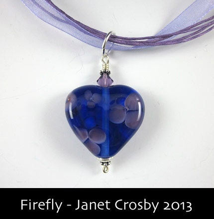 Floral Heart - Glass Lampwork Heart Bead Pendant