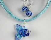 Connect the Dots - Glass Lampwork Fish Bead Pendant and Matching Earrings