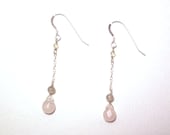 Hannelore - Rose quartz, grey moonstone, and citrine earrings