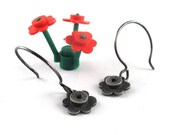 Flower Dangle Earrings - handcast sterling silver - Building Block Collection