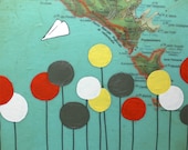 Terrizzo - Original Map Painting 8 x 8 - Paper Airplane Painting