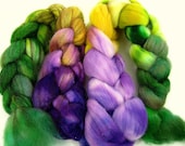 Ply Party 'Lilacs'- 2 oz Merino and 2 oz variegated Bluefaced Leicester combed top spinning fiber