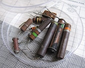 Browns and Components Mix  Found Vintage Electronic Parts Resistors Capacitor Steampunk Industrial Altered Art Assemblage Supplies