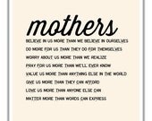 Mothers Matter Typographic Print For Mom. Sentimental Mother's Day or Birthday Gift.  Wall Art For New Mom/ Mom To Be. Motherhood Poem.