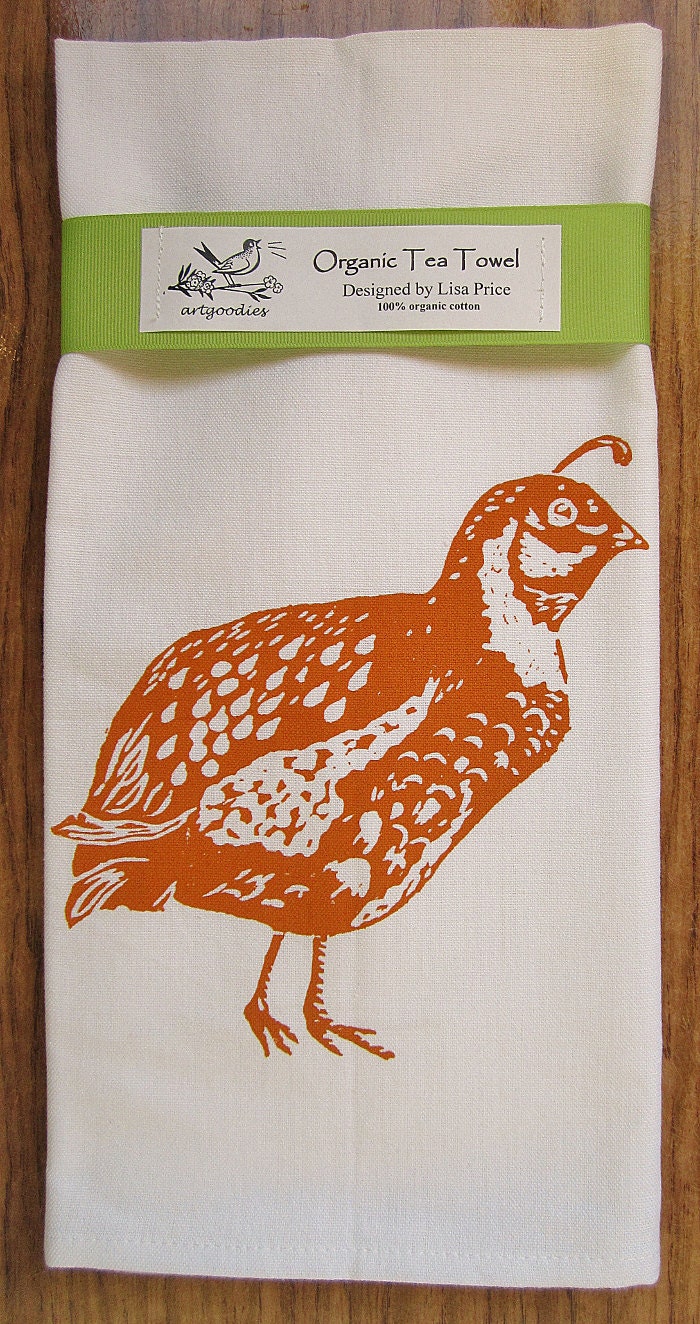 ORGANIC block print quail towel