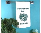 Kale Kitchen Towel - Vegan/Vegetarian - printed dish cloth - Powered by kale flour sack towel