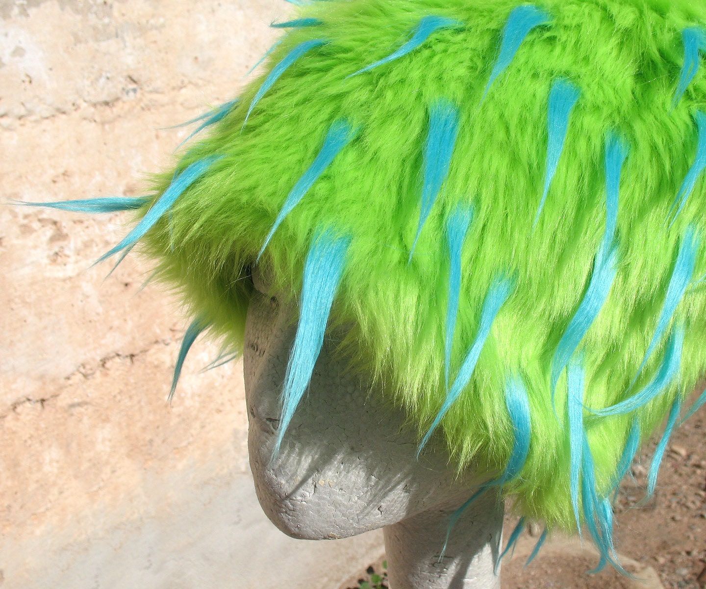 Neon Sea Anemone KOZY KITTY HAT - Lime & Turquoise Faux Fur Hat  - Women Men Burning Man photo booth hat spiky green  fuzzy hat
