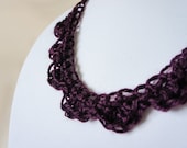 Scalloped Crochet Necklace - Aubergine