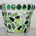 Mosaic Green Flower Pot Small with Glass Gems