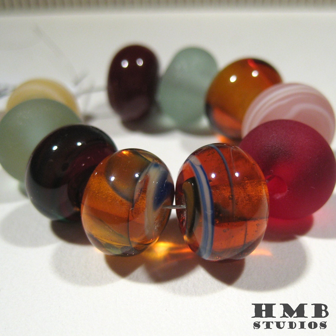 Handmade Lampwork Beads - Mix Set Small Shiny and Matte Rounds
