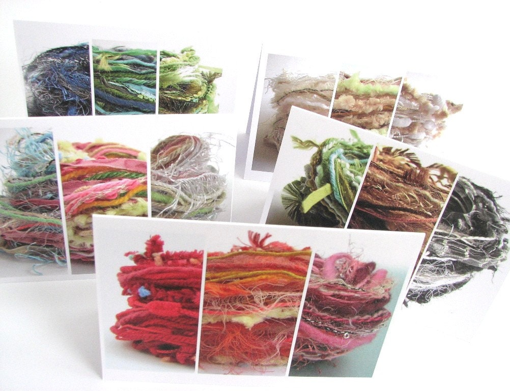Blank yarn cards, knitting cards, fiber art, textiles, knitters greetings cards, wool cards, set of 5