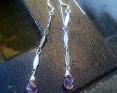 Nikki's Charmed Heart - sterling & gunmetal chain earrings with twisted amethyst briolettes