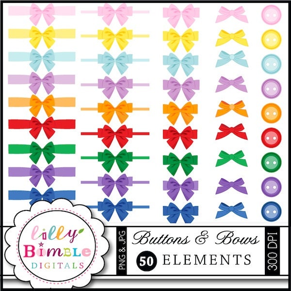 Buttons and Bows Instant Download digital clipart for card making, crafts Il_170x135