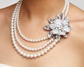 Bridal Pearl Necklace, Vintage Wedding Jewelry, Statement  Bridal Necklace, Bridal Jewelry, Vintage Wedding Necklace, MIRANDA
