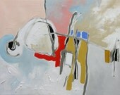 Original Abstract Art Painting Modern Expressionist Non Representational Acrylic Painting on Canvas by Linda Monfort