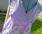 SALE Purple Hippie Patchwork Closed Shirred Back Halter Sun Dress adjustable sizing
