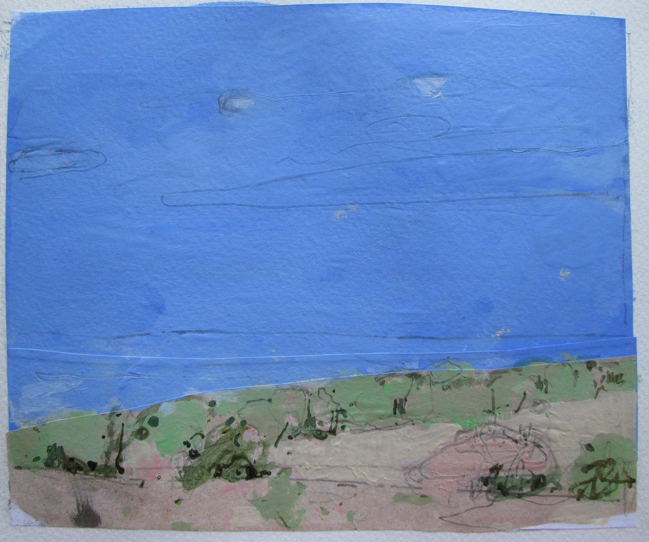 May Spot, Original Landscape Collage Painting on Paper, Stooshinoff